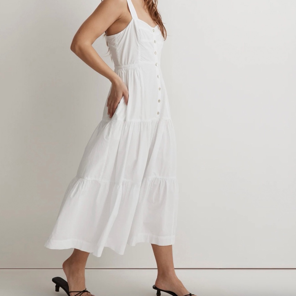 Madewell Button-Front Tiered Midi Dress